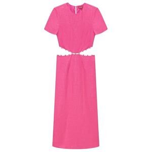 Staud Pink Matteo Cut Out Linen Midi Dress Size 0